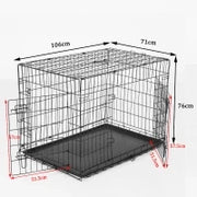 Gabbia Trasportino in Acciaio per Animali Pieghevole, 106×71×76cm, Nero