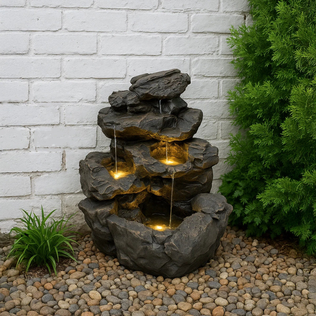 Fontana da Giardino Elettrica con LED e Cascata – Rustic Rapids