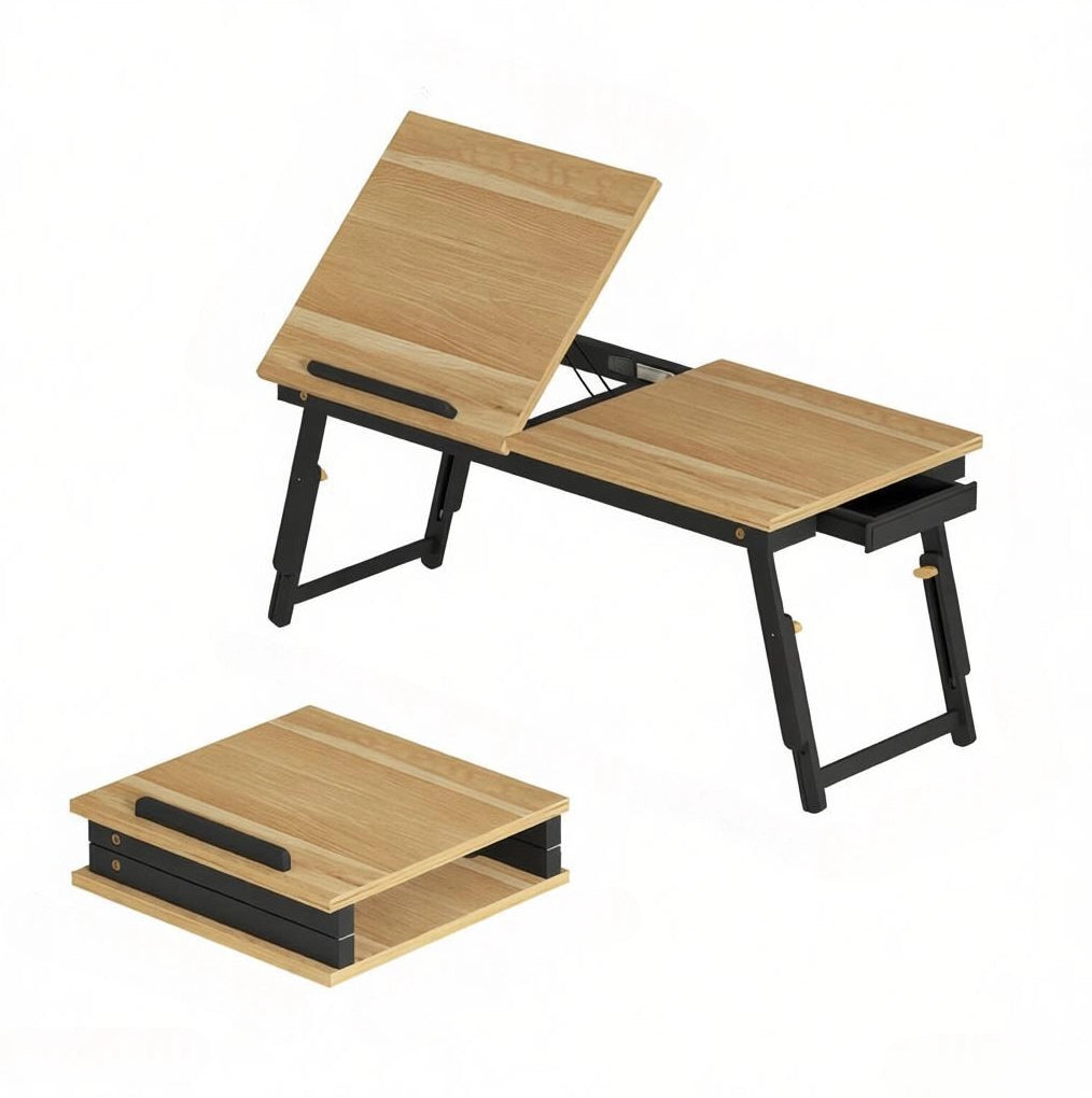 Tavolino portatile per laptop pieghevole in bambù e MDF