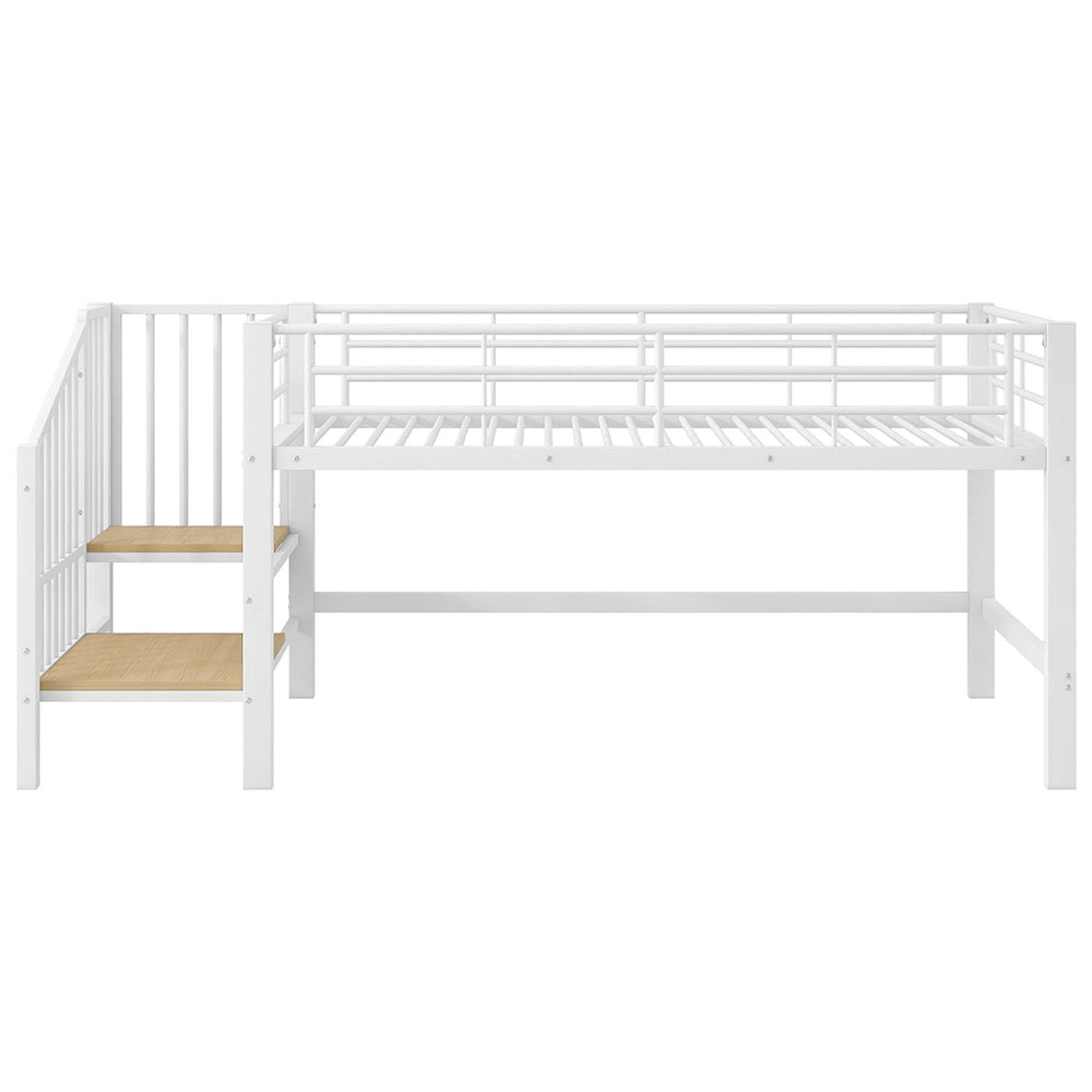 Letto mezzanino 90x200cm - Xylo - scala ripostiglio bianco