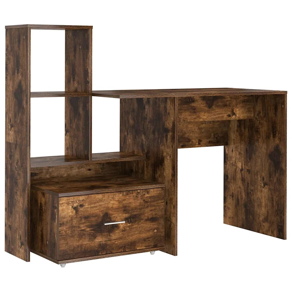 vidaXL Scrivania Rovere fumo 131.5 x 50 x 106.5 cm Legno multistrato