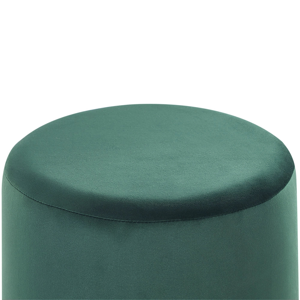 Poggiapiedi rotondo velluto verde scuro e oro toletta sgabello glam sgabello