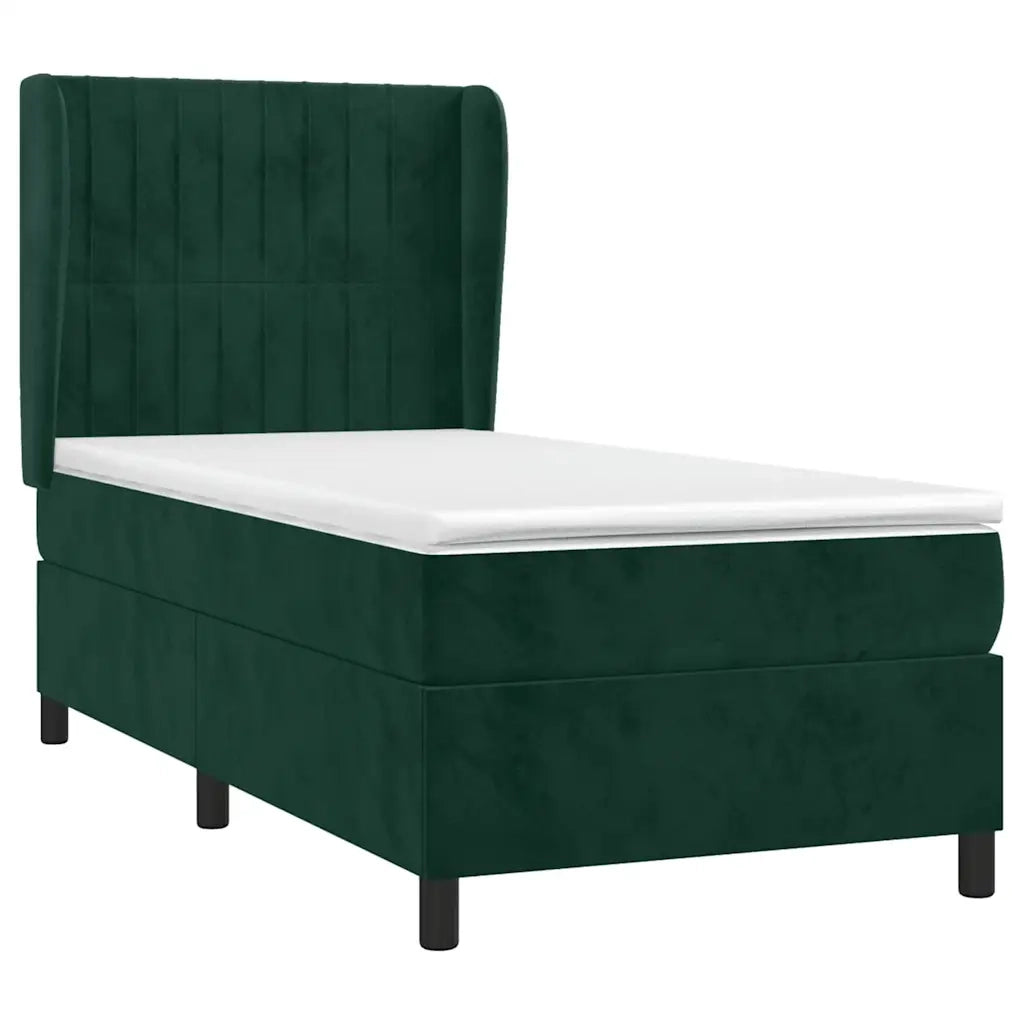 Giroletto a Molle con Materasso Verde Scuro 90x200 cm Velluto 3129312