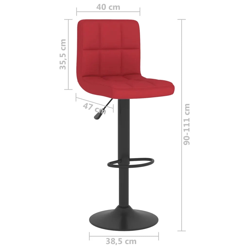 vidaXL Sgabello da Bar Rosso Vino in Tessuto