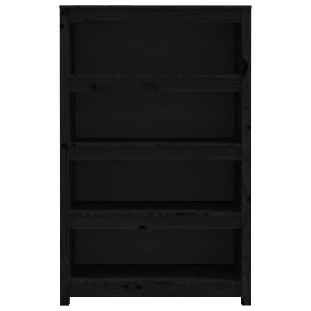Libreria-Scaffale per Libri-Mobile di Stoccaggio Nera 80x35x126 cm in Legno Massello di Pino