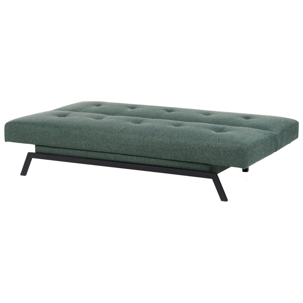 Divano Letto Rivestimento Tessuto Verde Patchwork Multicolore 3 Posti Meccanismo Click Clack
