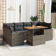 Set Divani da Giardino 7 pz con Cuscini Grigio in Polyrattan 3327007