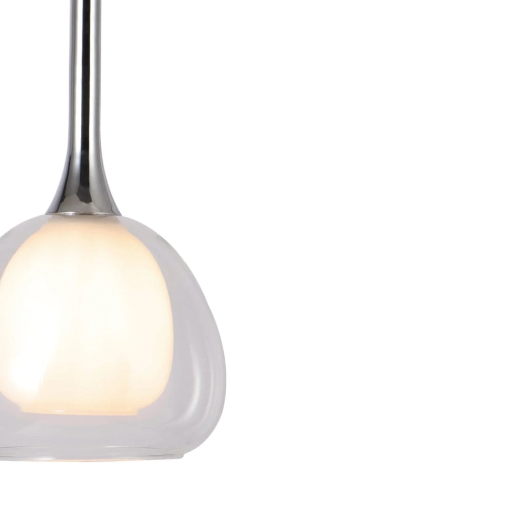 LÚZETE - LAMPADARIO A SOSPENSIONE 4 LUCI VETRO ESTERNO TRANSPARENTE INTERNO BIANCO NOLINA
