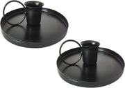 Due candelabri in acciaio nero da 10,2 cm con base, adatti per candele cilindriche, eventi di gala, matrimoni e decorazioni da tavola (2, neri)