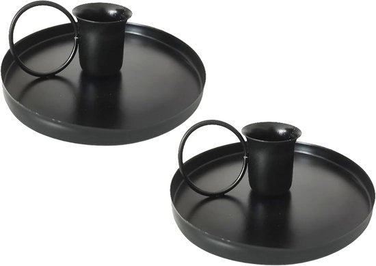 Due candelabri in acciaio nero da 10,2 cm con base, adatti per candele cilindriche, eventi di gala, matrimoni e decorazioni da tavola (2, neri)