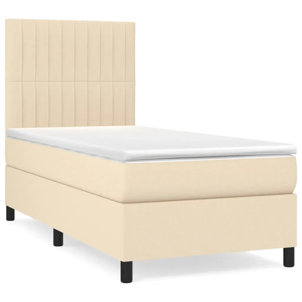 Giroletto a Molle con Materasso-Struttura Letto Crema 90x190 cm in Tessuto 270381