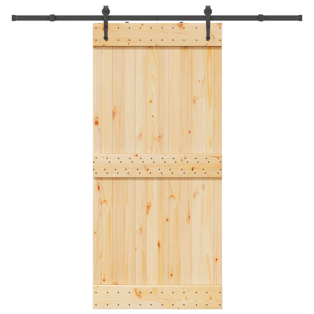 Porta scorrevole NARVIK Naturale e Nero 95 x 210 cm (213,5 cm) 3445297