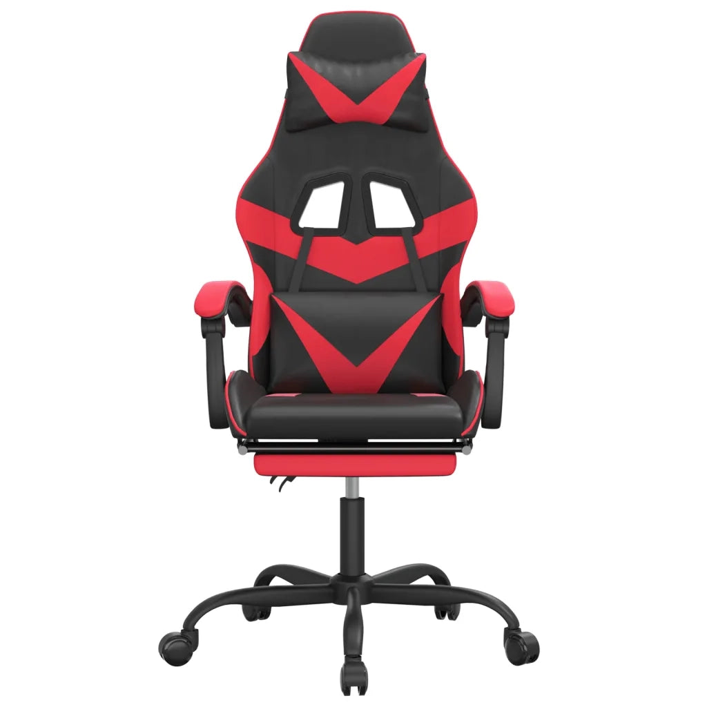 Sedia da Gaming Girevole Poggiapiedi Nero e Rosso Similpelle 349556