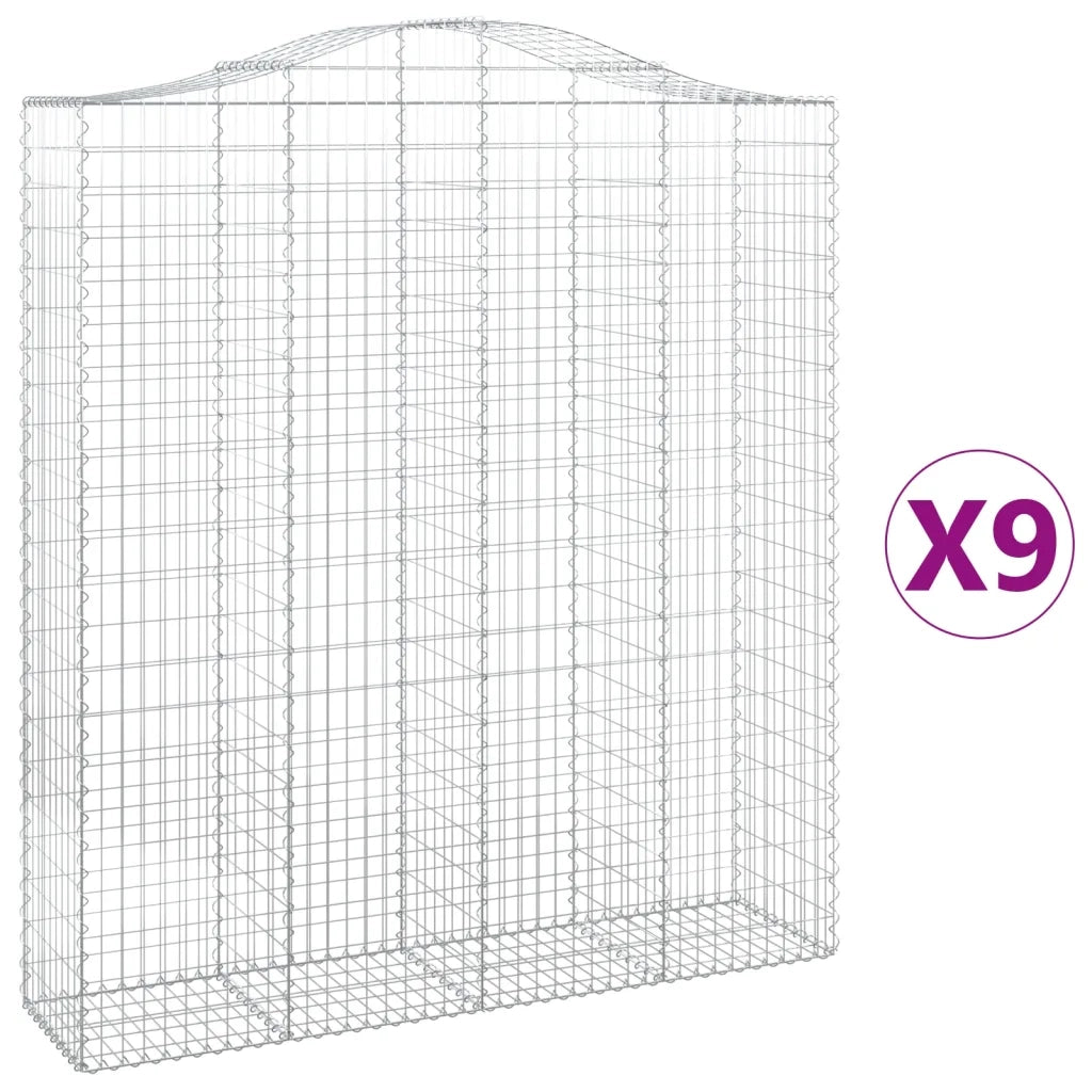 Cesti Gabbioni ad Arco 9 pz 200x50x220/240 cm Ferro Zincato 3145773