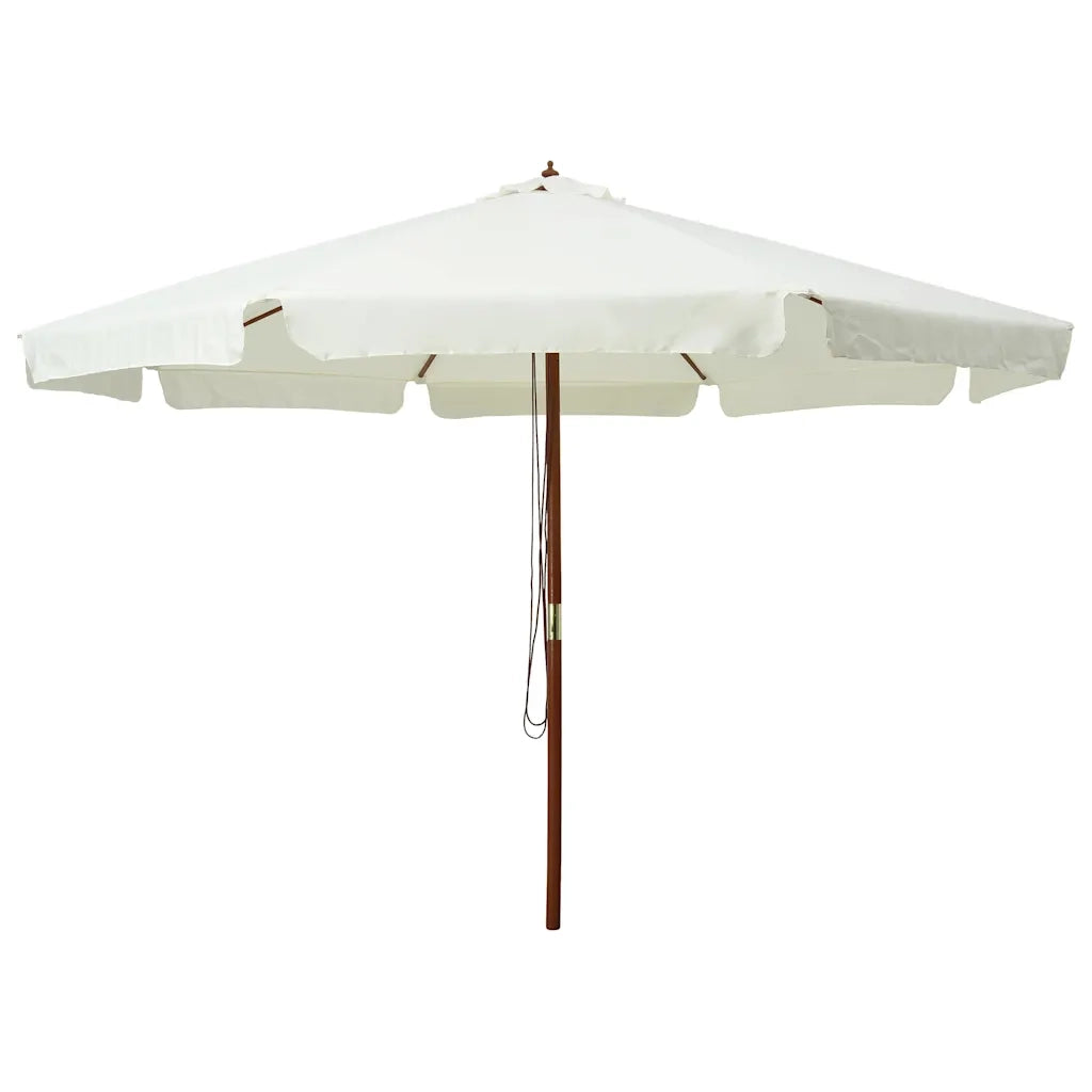 Ombrellone da Esterno con Palo in Legno 330 cm Bianco Sabbia 47212