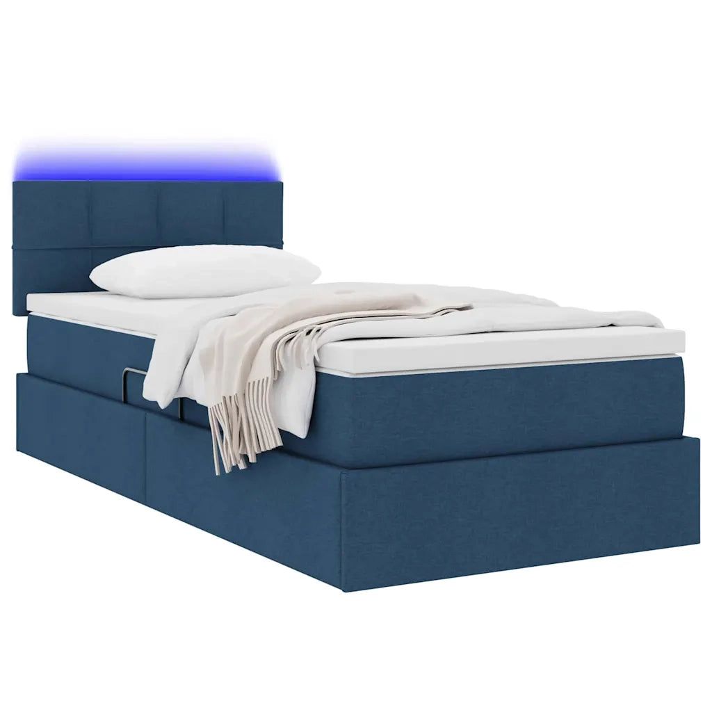 Letto con contenitore e LED Blu 90 x 190 cm Tessuto 3371117