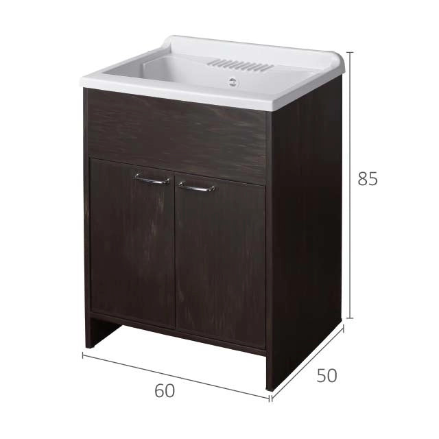 Mobile LAVATOIO in PVC in KIT di montaggio - 60X50 per Interni/Esterni -  CR - Col: LEGNO WENGE'