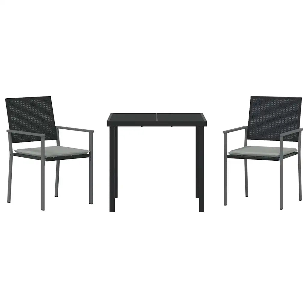 Set da Pranzo per Giardino 3 pcs Nero e Grigio Chiaro