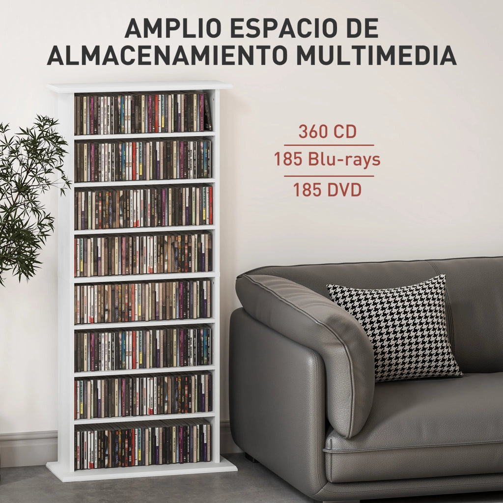 Libreria CD DVD ¨C Xylo ¨C 8 scomparti ripiani regolabili bianco 58x24x126 cm