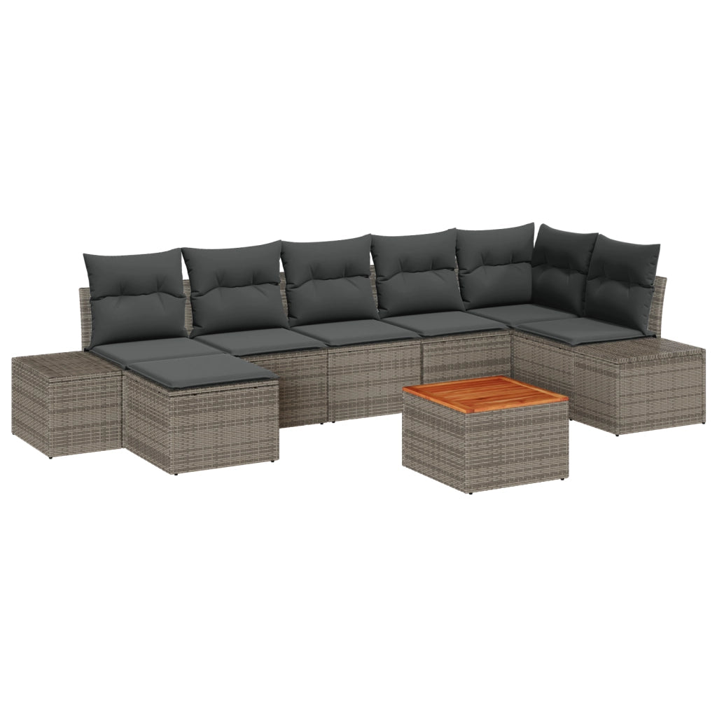 Set di divani da giardino 8 pezzi con cuscini grigio rattan sintetico acacia