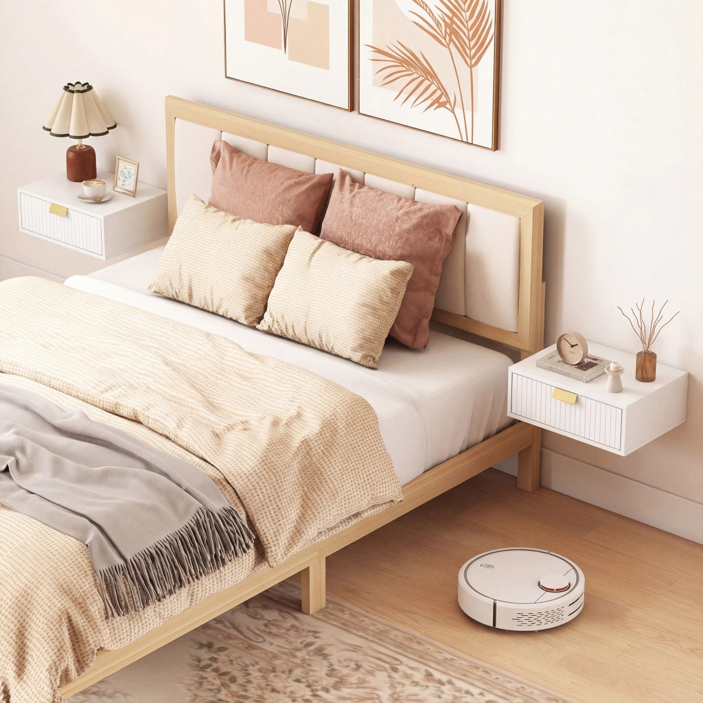 Comodini a muro con cassetto ¨C Zephmum ¨C Bianco 40x30x15 cm