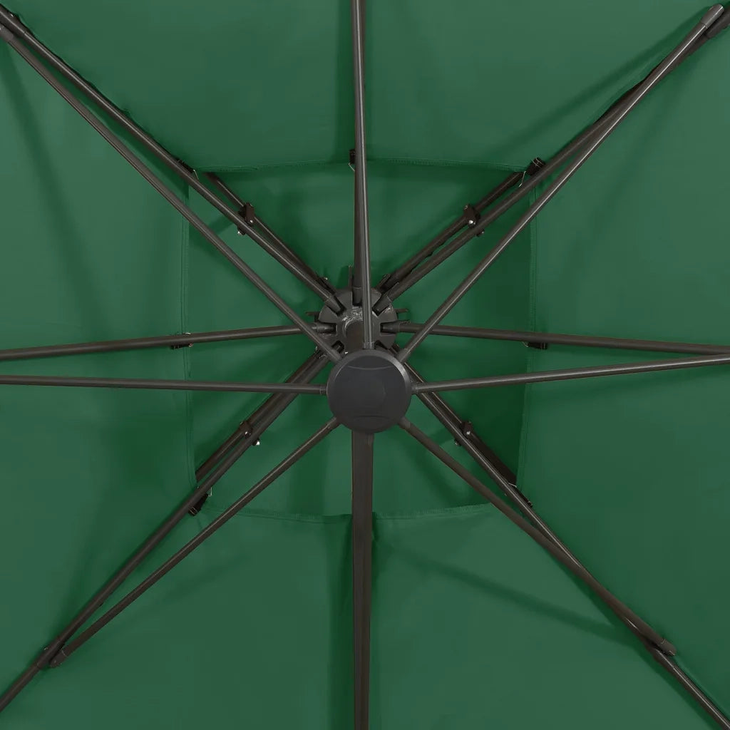 Ombrellone a Sbalzo con Doppia Copertura-Ombrello da giardino 300x300 cm Verde