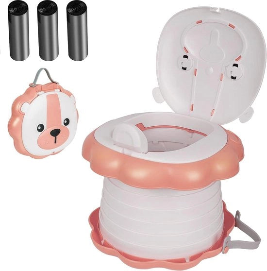 Toilet portatile per bambini - contenitore con tubi di scarico - trasportabile per auto e campeggio - rosa