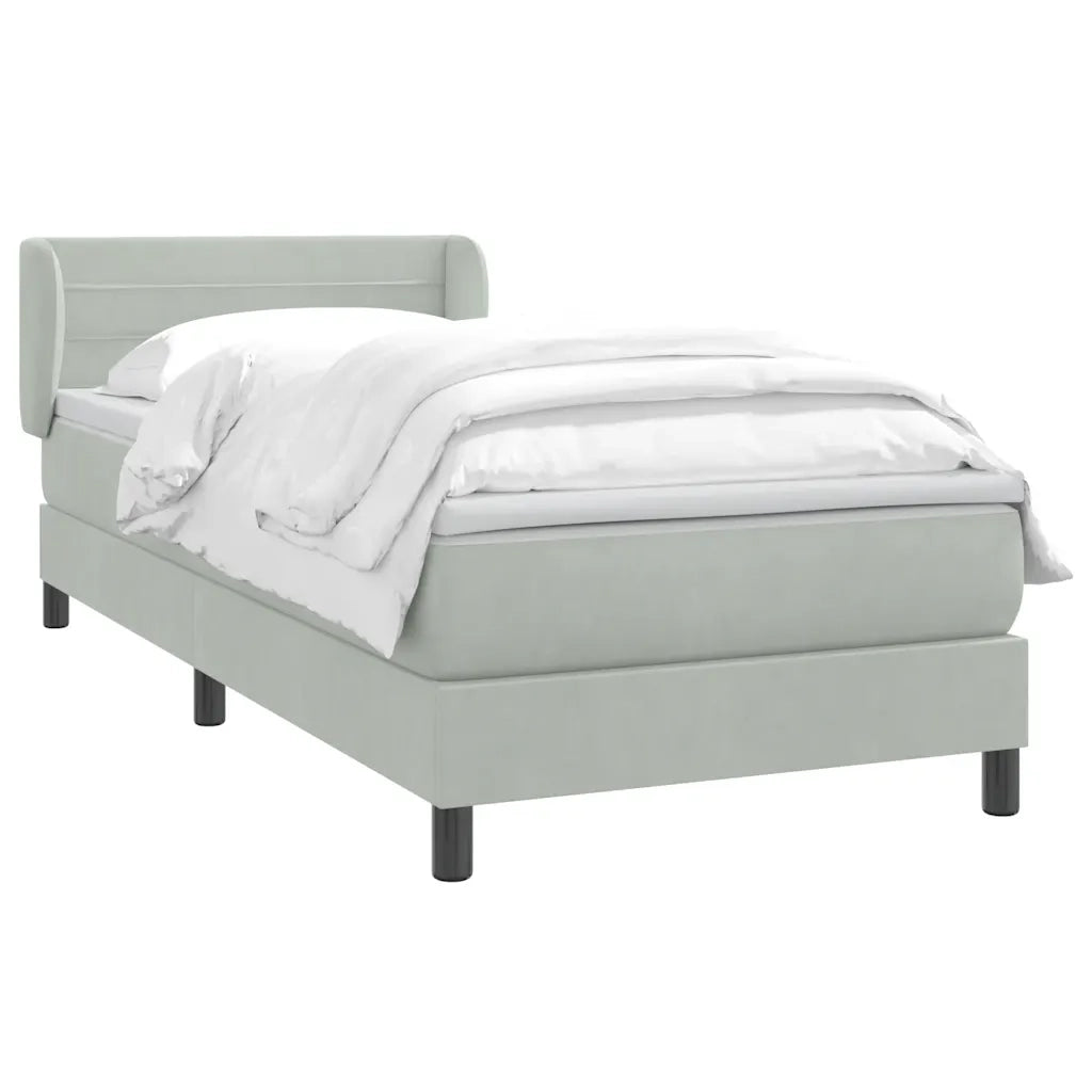 Giroletto a Molle con Materasso Grigio Chiaro 80x210 cm Velluto
