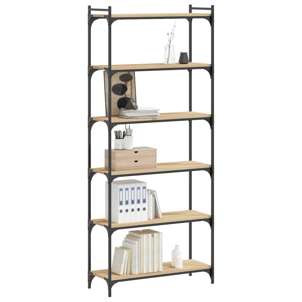 Libreria 6 Ripiani Rovere Sonoma 80x30x188 cm Legno Multistratocod mxl 108535