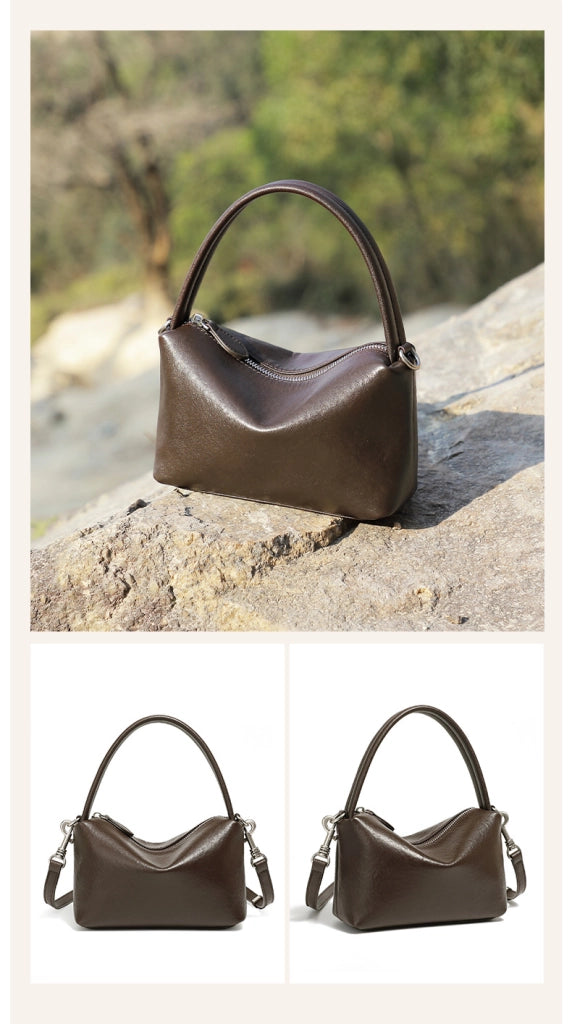 Borsa a mano/borsetta da donna in vera pelle marrone