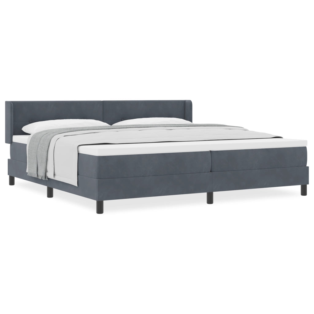 Letto a Box Spring con Materasso Grigio Scuro 200x200 cm Velluto