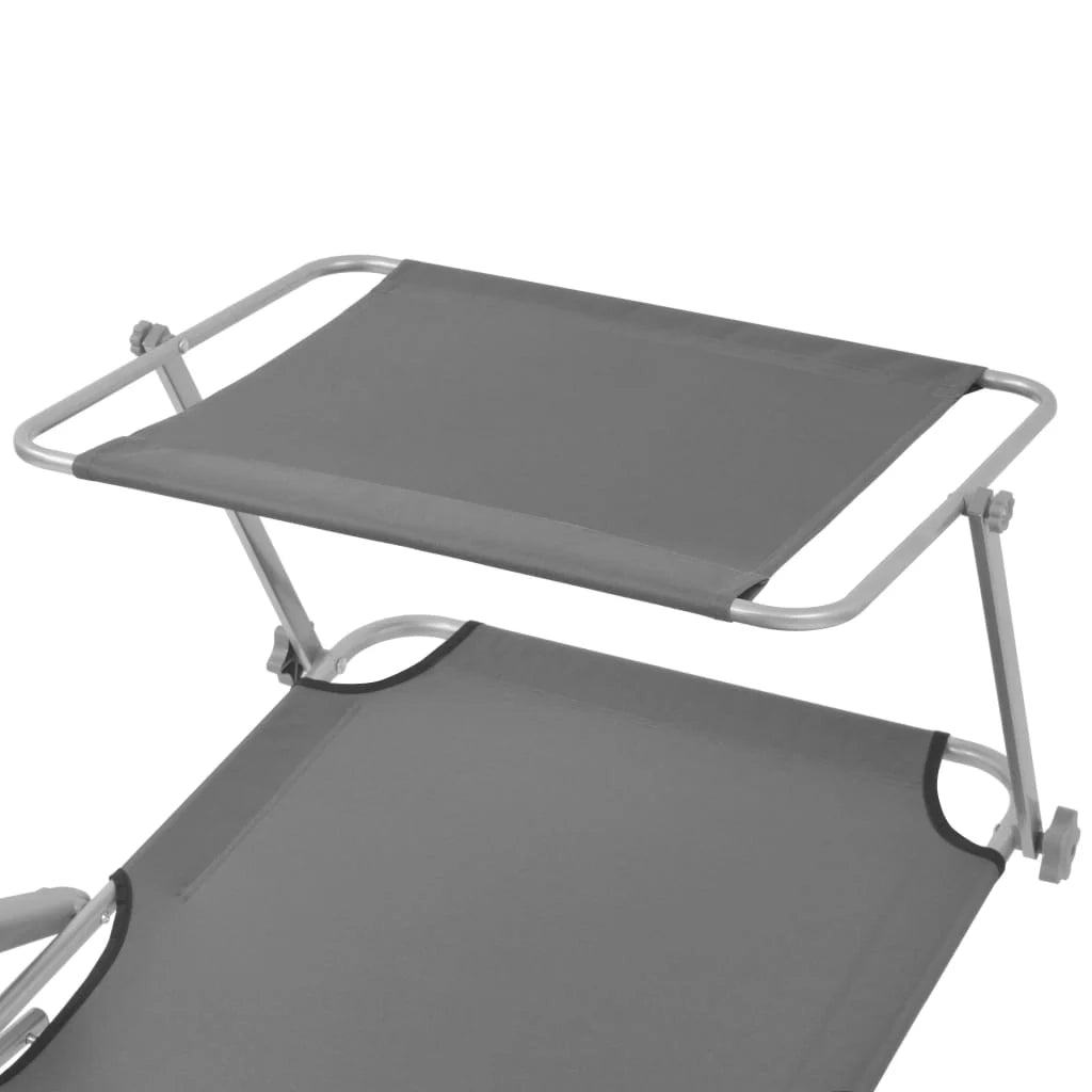 Lettino prendisole sedia a sdraio lettino prendisole letto da giardino mobili da esterno per patio con tenda da sole acciaio grigio 02_0012265