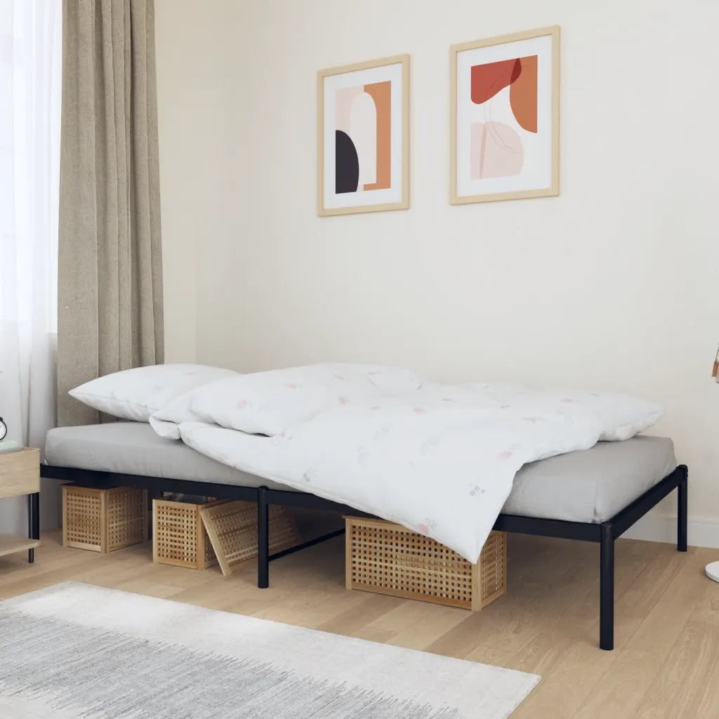 Letto singolo | Letto per adulti | Giroletto in Metallo Nero 107x203 cm