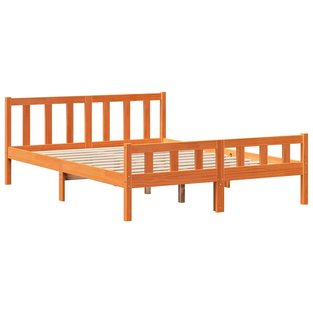 Letto Libreria senza Materasso-Struttura Letto con contenitore Marrone Cera 150x200 cm Legno 922026