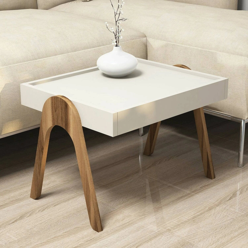 Strembo, Tavolino da Salotto Forma Rettangolare, 40x53.6x64h cm Marrone Noce