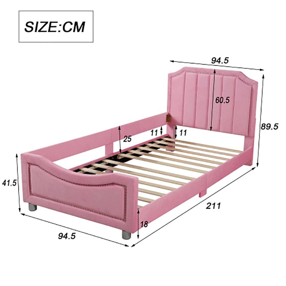 Letto a baldacchina per bambini imbottito - Xylo - 90x200cm - Rosa - Trasformabile in divano letto