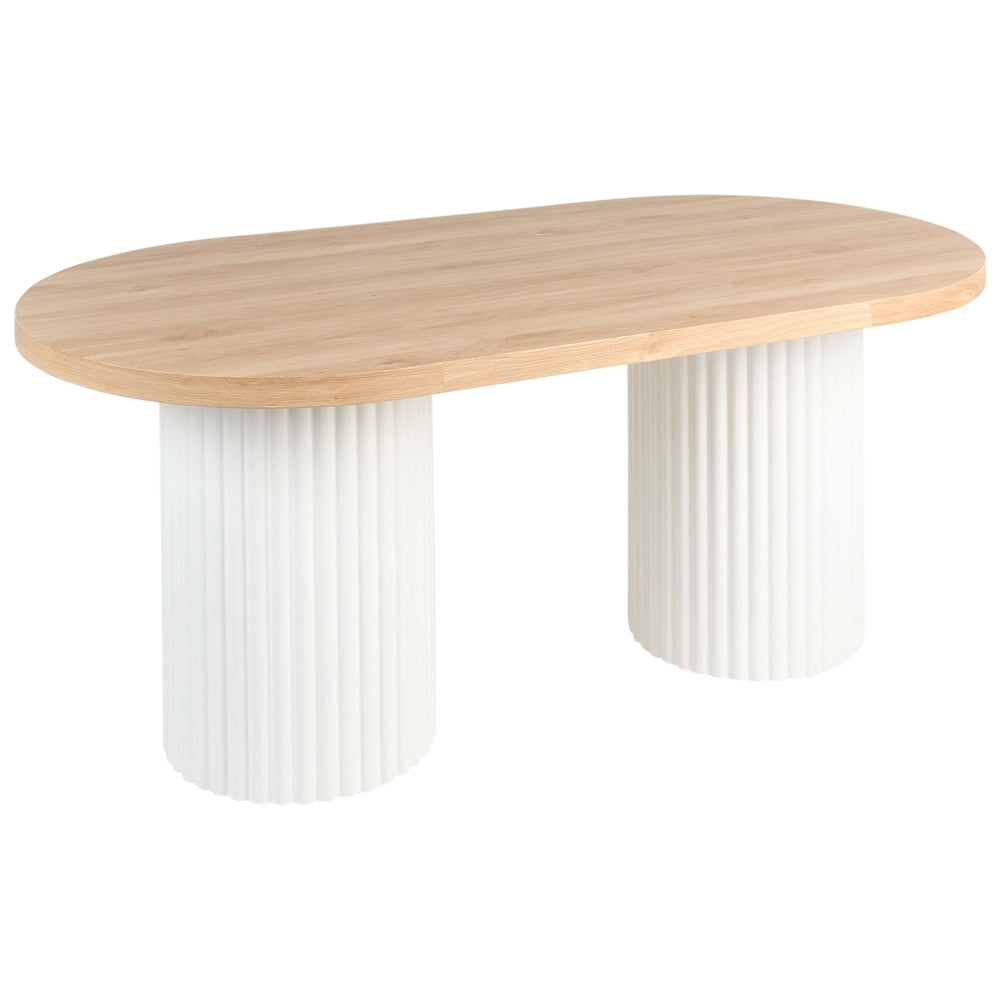 Tavolo da pranzo rustico piano ovale con gambe in legno chiaro 180 x 100 cm stile rustico moderno