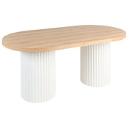 Tavolo da pranzo rustico piano ovale con gambe in legno chiaro 180 x 100 cm stile rustico moderno