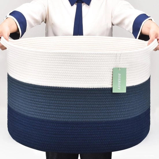 Mega grande contenitore in cotone per magazzino giocattoli e abbigliamento - Lavatrice 55 x 33 cm - Sostenibile e stile