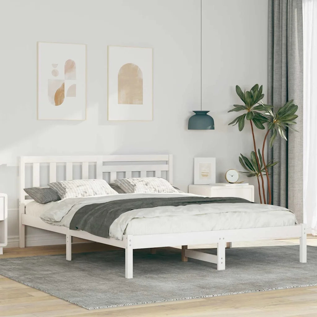 Struttura del letto Bianco 160 x 200 cm Pino massello 872225