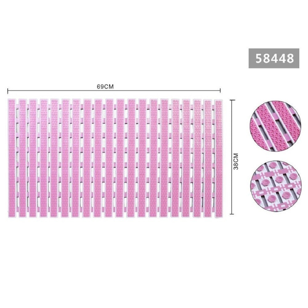 Trade Shop - Tappeto Doccia Antiscivolo 69x38cm Tappetino Vasca Bagno Rettangolare Rosa 58448 -