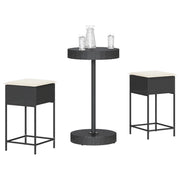 Set Bar da Giardino 3 pz con Cuscini in Polyrattan Nero 3261441