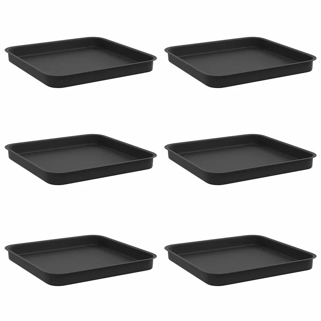 Vassoio Quadrato per Fiori 6 pz Nero 25,5 x 25,5 x 2,5 cm CFW4231420