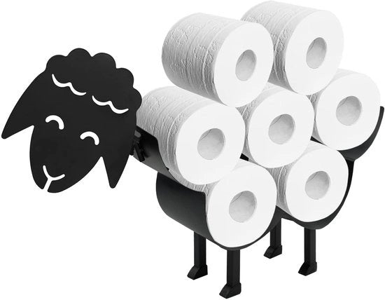 Sostegno per rotoli di carta igienica in metallo, supporto per carta igienica per animali, nuovo sostegno per rotoli di carta igienica per la stanza da bagno, compatibile con 7 rotoli (nero)