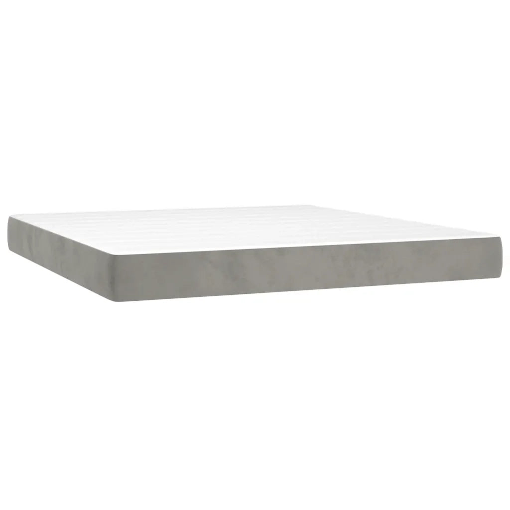 Letto a Molle con Materasso e LED Grigio Chiaro 180x200 cm Velluto 3134657