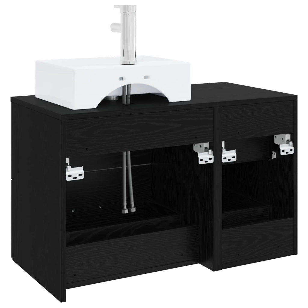 Set di mobili per il bagno 2 pz Rovere Nero 3403969