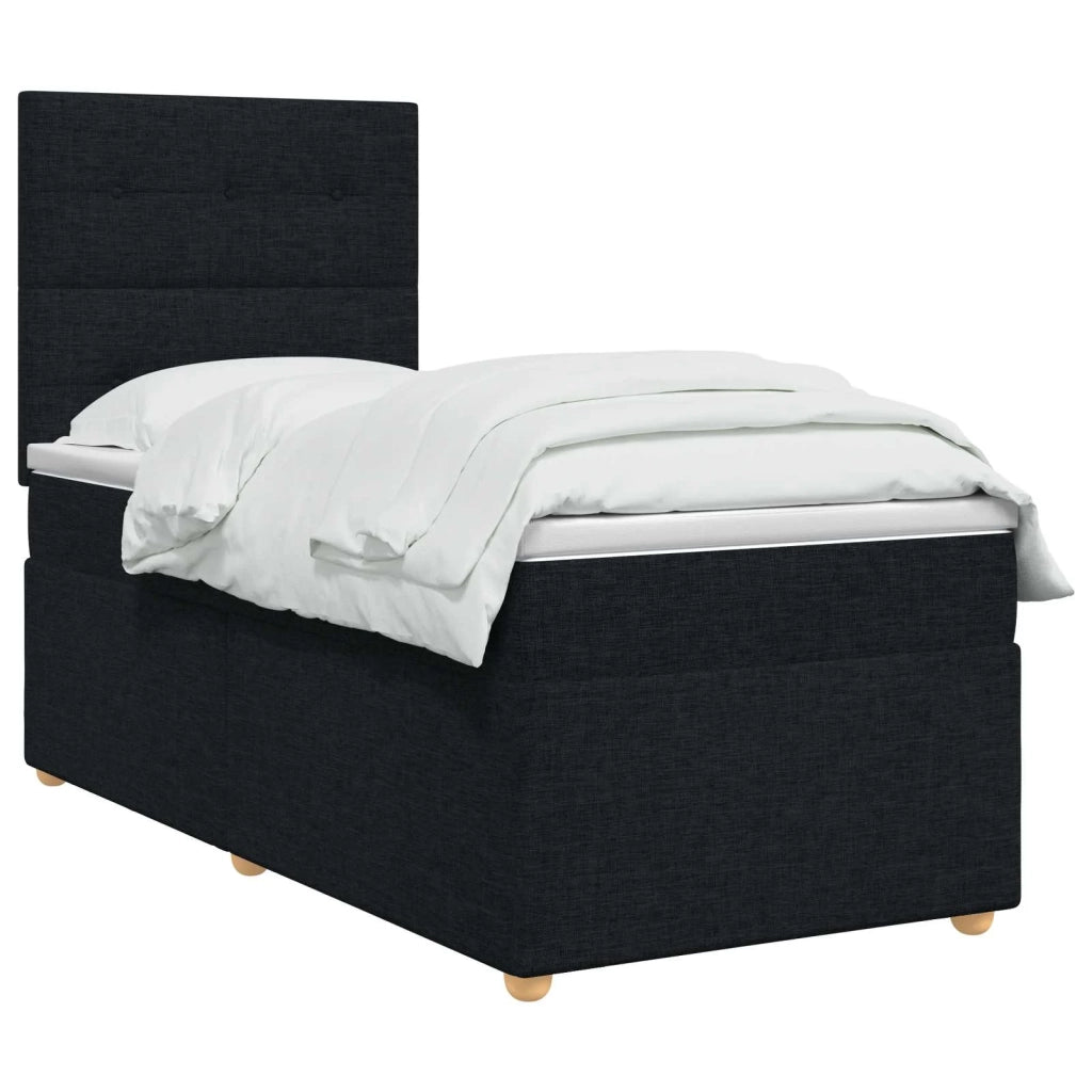 Letto box spring con materasso Nero 100 x 200 cm Tessuto 3455282