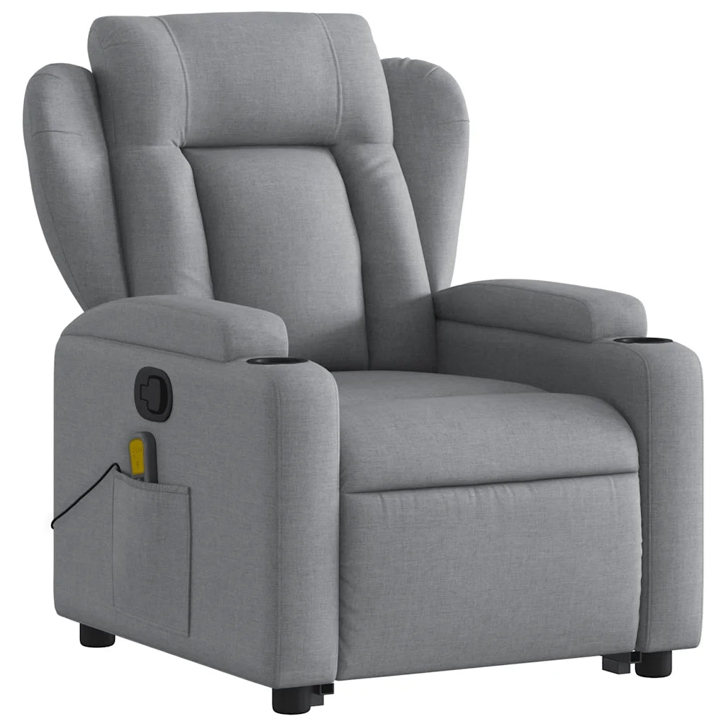 Poltrona Alzapersona Massaggi Reclinabile Grigio Chiaro Tessuto 3204494