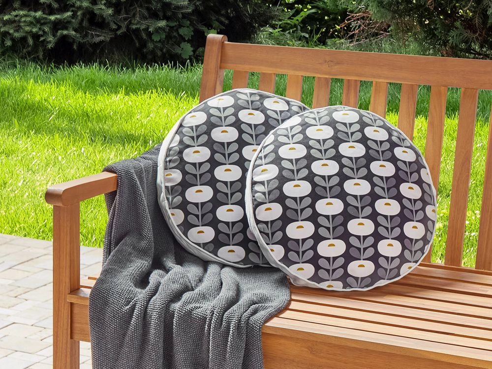 Set di 2 cuscini da giardino in tessuto di poliestere grigio con motivo geometrico 40 x 40 cm resistente all'acqua