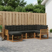 Set di divani da esterno con cuscino 6 pcs Naturale e Nero
